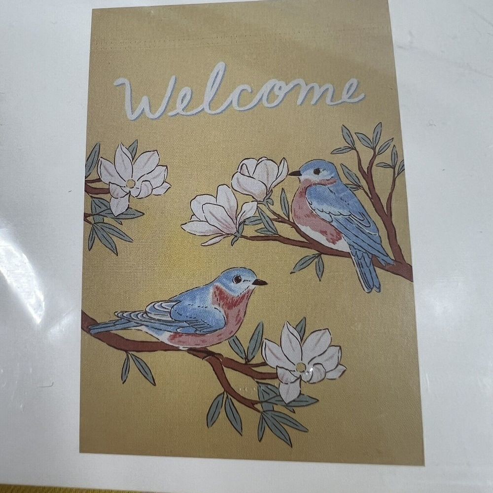 Sonoma Rooted Welcome Decorative Garden Flag 12.5" x 18" Birds White Flower